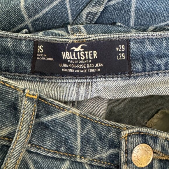 Hollister Ultra High Rise Dad Jean Wide Straight Leg Check Zip Pocket Stretch 29 - Picture 8 of 16